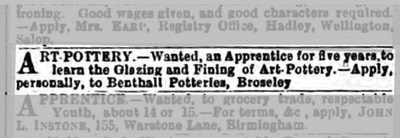 Apprentice wanted 1882